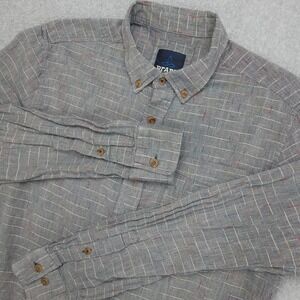 Prana Mens Button Down Long Sleeve Shirt Gray Plaid Casual Size SML